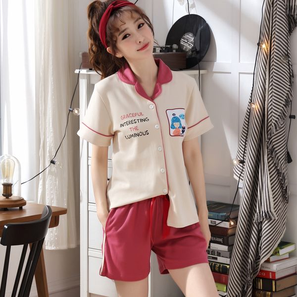 

summer brand homewear women causal pajama sets cotton sleepwear suit men's short sleeve shirts +pants, Blue;gray