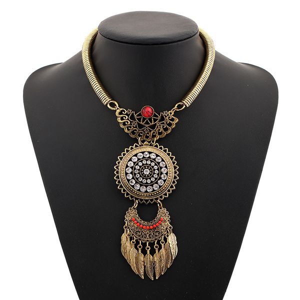 

2019 choker collar boho ethnic power maxi statement necklace bohemian crystal leaf long tassel necklace vintage women collier, Silver