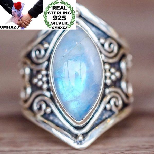 

omhxzj wholesale european fashion woman man party wedding gift silver vintage 4 colors moonstone z taiyin ring rr333, Golden;silver