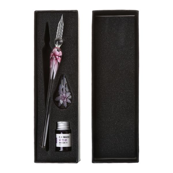 

vintage handmade art elegant crystal floral glass dip pen sign ink pens gift x6hb