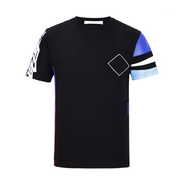 

Spring Summer 19ss Luxury Europe Paris Vertical Logo Tshirt Fashion Men Women Patchwork Cotton T Shirt Casual Tee