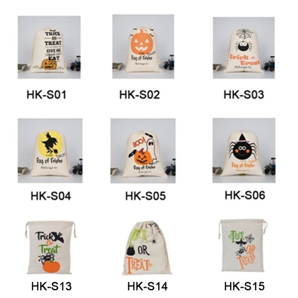 

2019 halloween sack large organic heavy candy canvas sack children gifts drawstring bag of 9 styels