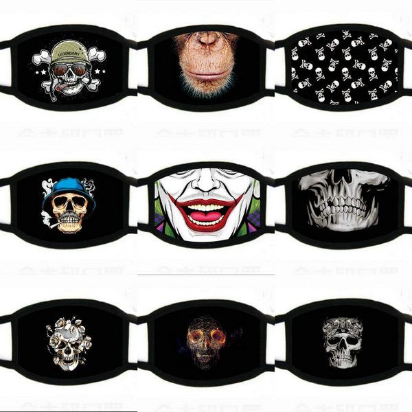 

floral print funny face mask reusabled cartoon print cubrebocas color rosa ultraviolet proof washable running riding bikes dhl bdehome, Black