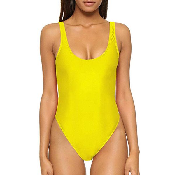 

one piece swimwear women swimsuit yellow swim suit