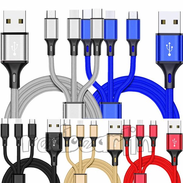 

Univer al 3 in 1 alloy metal hou e fabric type c u b c micro v8 u b cable 1m 2m 3m 1 2m for am ung 9 10 htc lg android phone