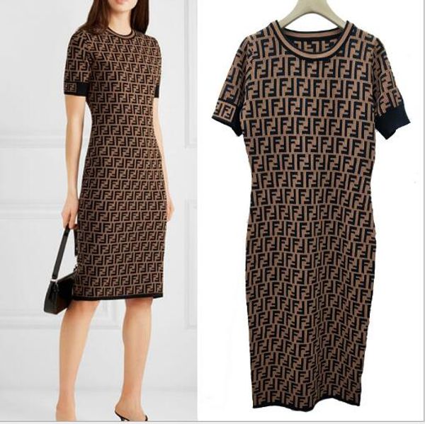 

2019 new summer dresses summer round neck short sleeve slim women summer clothes slimming beads ice silk knitting long dresses, Black;gray