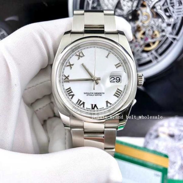 

2020 owner recommends white rome dial index 36 116200 stainless steel sapphire glass luxury automatic men's watch ing, Slivery;brown