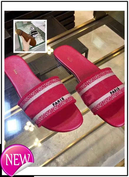 

wholesale new dazzle flowers women sandals designer slippers embroidery sandal striped beach causal slipper, Black