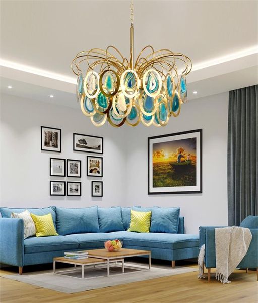 

nordic postmodern light luxury chandeliers living room dining room agate piece chandeliers bar l clothing store villa chandeliers