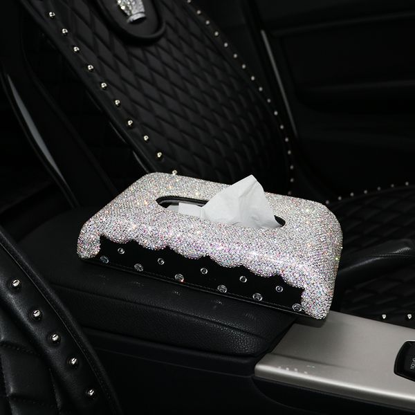 

luxurious car tissue box diamante block-type tissue box pearls rhinestones women car styling interior decoration accessories