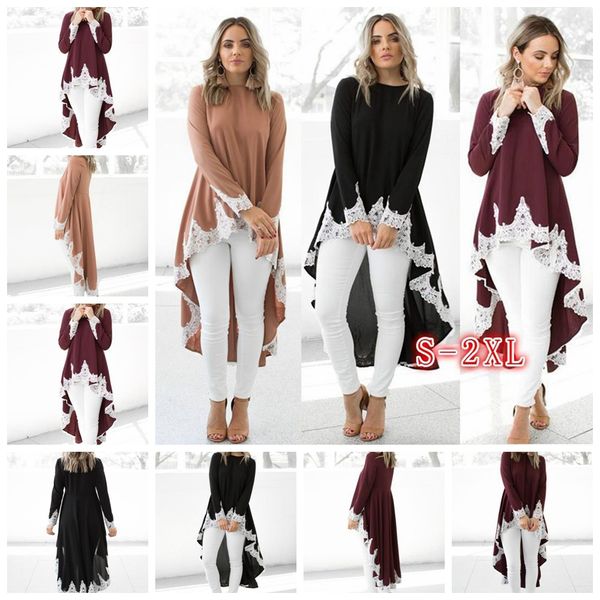 

european fashion solid color hooded irregular lace long-sleeved dress, wine red, black, apricot, support mixed batch, Black;gray