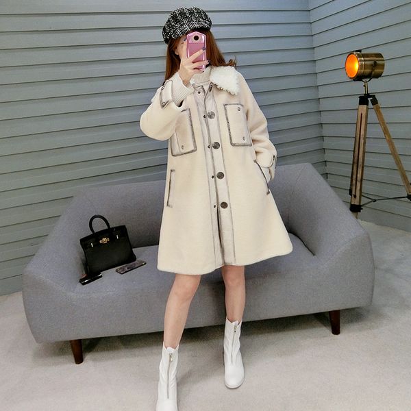 

real fur coat women sheep shearing winter coat women korean wool jacket clothes 2019 manteau femme bgs80760 yy1093, Black