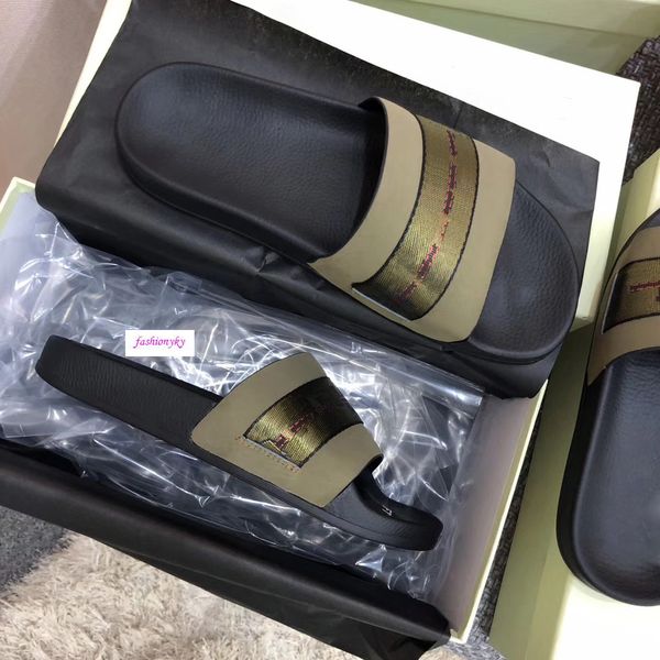 

new luxury designer off leisure indoor beach slippers white printing couple slippers, Black