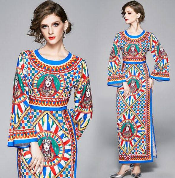 

new fashion long sleeve close waist long split dress, Black;gray
