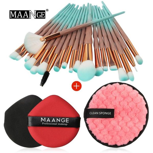 

maange new 20pcs makeup brushes plus powder puff set fashion makeup brushes beauty tools women's professional cosmetics