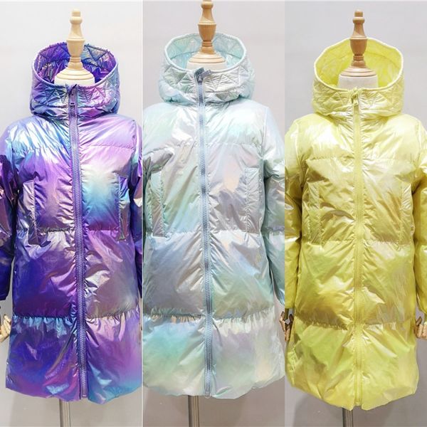 

semu2020 medium and long hooded wash-bright face thickened girls' large down jacket size down jacket, Blue;gray