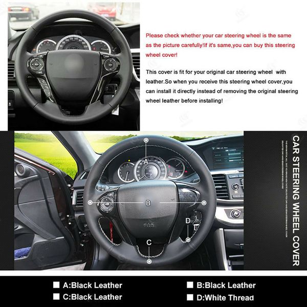 

diy customized pu steering wheel stitch on wrap cover for honda accord 9 odyssey crosstour 2013-2016 pilot 2016 2017