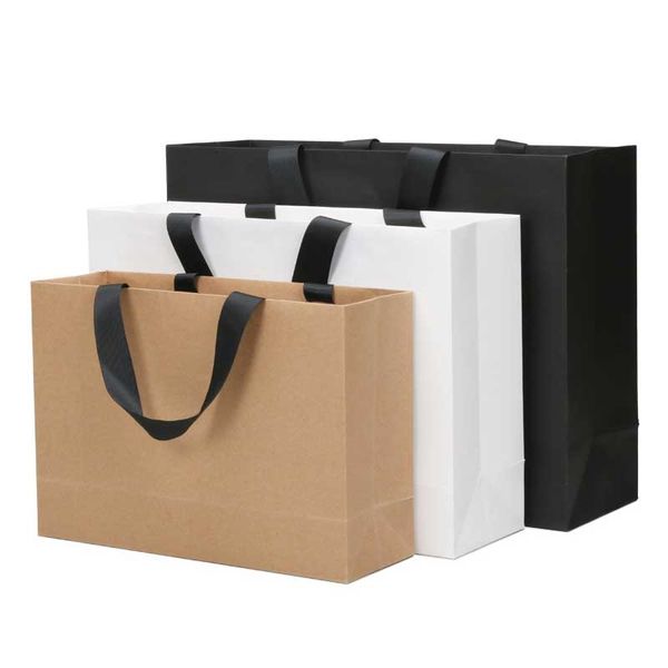 

kraft paper white card 250g shopping clothing gift gift wedding portable paper bag 27x38 22x32 17x25cm customizable logo