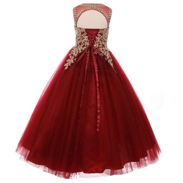 

ai birthday performance catwalks host lace drilling sleeveless new style formal dress children puffy princess skirt, Red;yellow