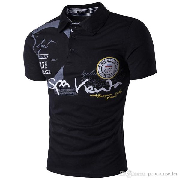 

casual and comfortable solid color mens polo designer short sleeve lapel neck polo shirt casual mens clothing, White;black