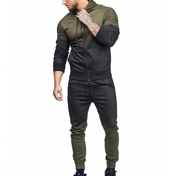

heflashor 2 pcs casual tracksuit sets men fashion 3d print pleated sweatshirt and pant suit sets spring autumn men 2018 hot, Gray