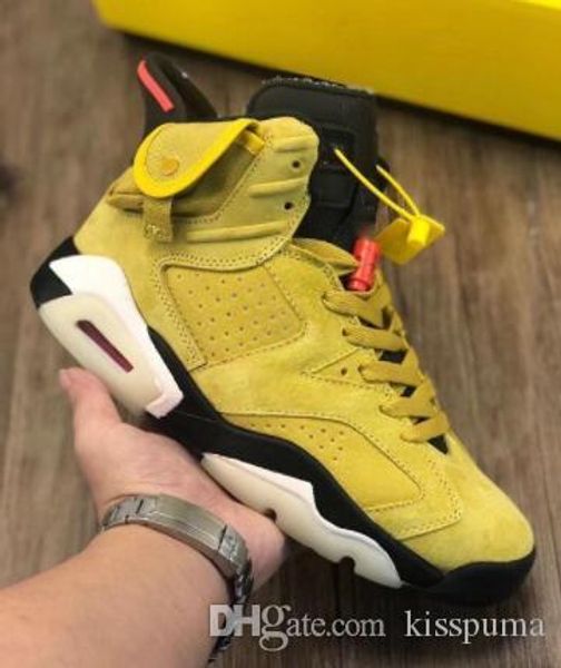 

travis x 6 houston yellow cactus jack mens basketball shoes designer 6s sports sneakers trainers scotts jumpman des chaussures zapatos