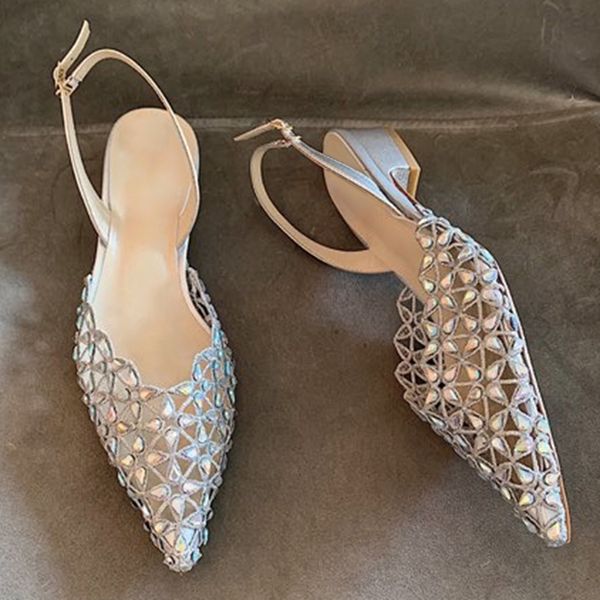 

sweet bling point toe sandals summer design square heels women shoes new fashion buckle strap female sandals, Black