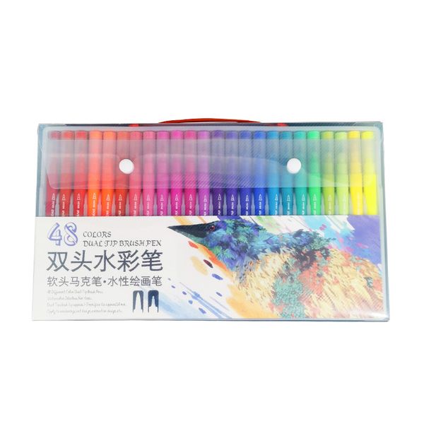 

12/20/24/48 color dual brush art markers pen drawing brush set professional markers pen calligraphy lettering art supplies