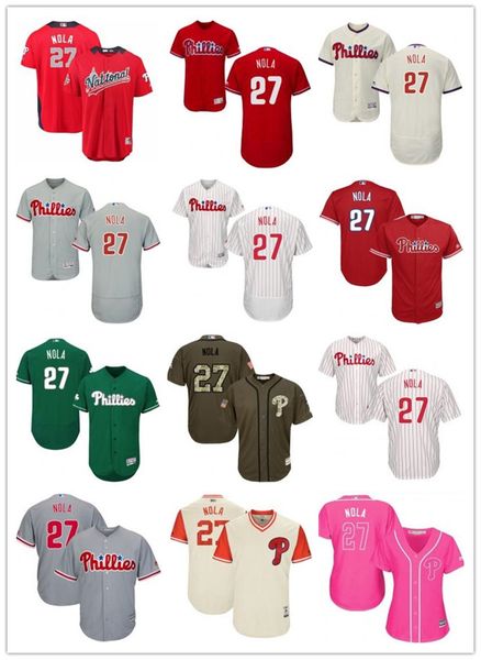 

custom philadelphia philadelphiaphillies 27 aaron nola baseball jersey phillies baseball wear men women youth jerseys, Blue;black