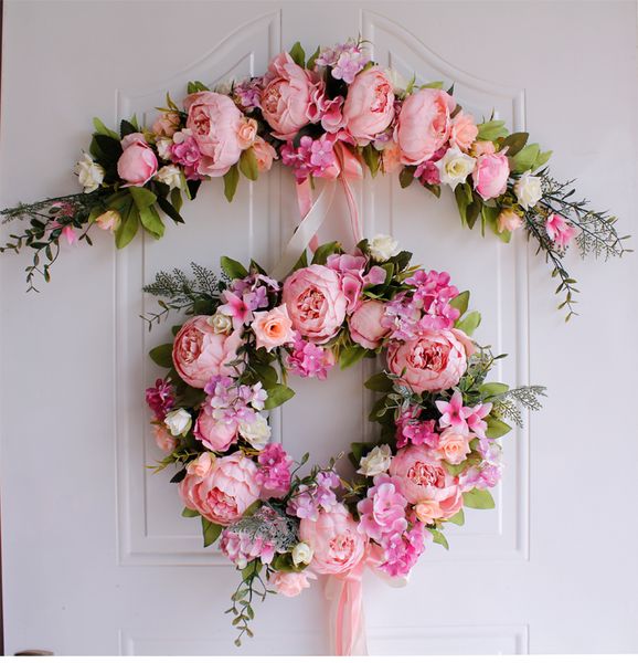 

artificial wreath door backdrops flower diy flower wedding car decoration home party pendant garland decor christmas gift rose