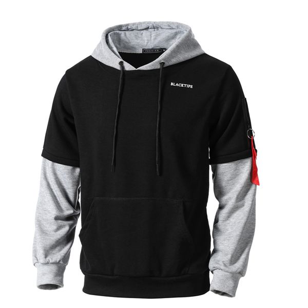 

hoodie sweatshirt mens hip hop pullover hoodies streetwear casual fashion clothes colorblock hoodie 2019 cotton, Black