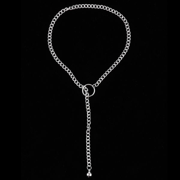 

hip hop punk chain curb cuban link rapper choker necklace with tail wedding jewelry, Silver