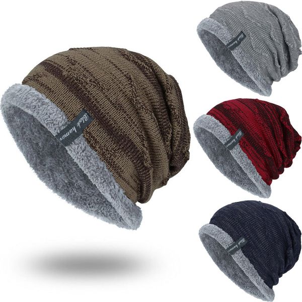 

winter 2018 men's hat knitted knit cap hedging head hat beanie cap warm outdoor fashion gorro lana mujer chapeu