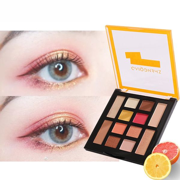 

glitter eyeshadow pallete 12 color with brush shimmer glitter eye shadow powder maeyeshadow cosmetic makeup beauty last