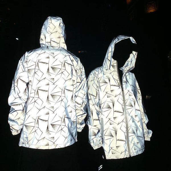 

ins hip-hop colorful luminous reflective clothing tide brand lovers camouflage jacket for men and women fall jacket luminous cross-border