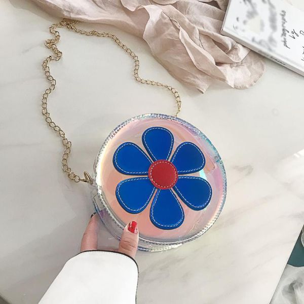 

women shoulder bag laser transparent crossbody bags flower cute messenger beach bag 2020 new design round shoulder bags bolsos