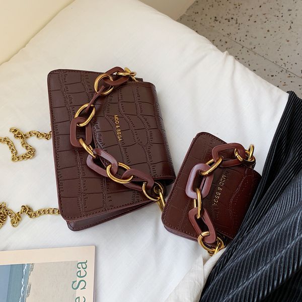 

elegant female mini tote bag 2019 new quality leather women's designer handbag crocodile pattern chain shoulder messenger bag
