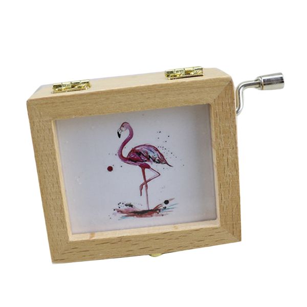 

wood hand crank music box flamingo decor for birthday exquisite no batteries