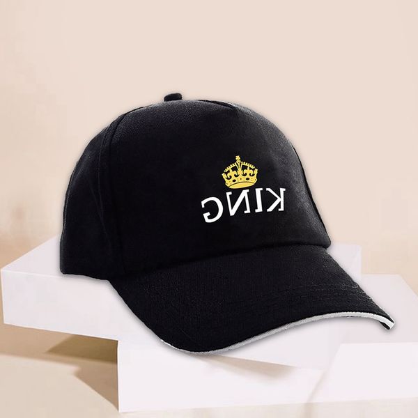 

new king queen caps new fashion hip hop baseball caps canvas letter print hat lovers snapback sun hat for men women hats, Blue;gray