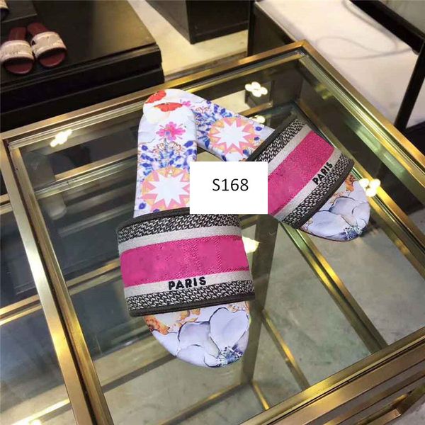 

high-quality slippers summer luxury woman beach alphabet slippers designer rough sandals knitted cloth embroidery woman shoes 8, Black