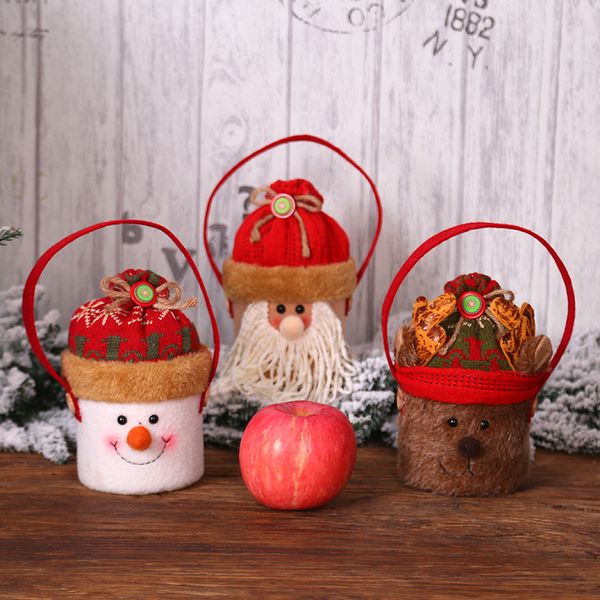 

portable apple bag santa snowman children's candy bag christmas red headscarf gift decoration blessing