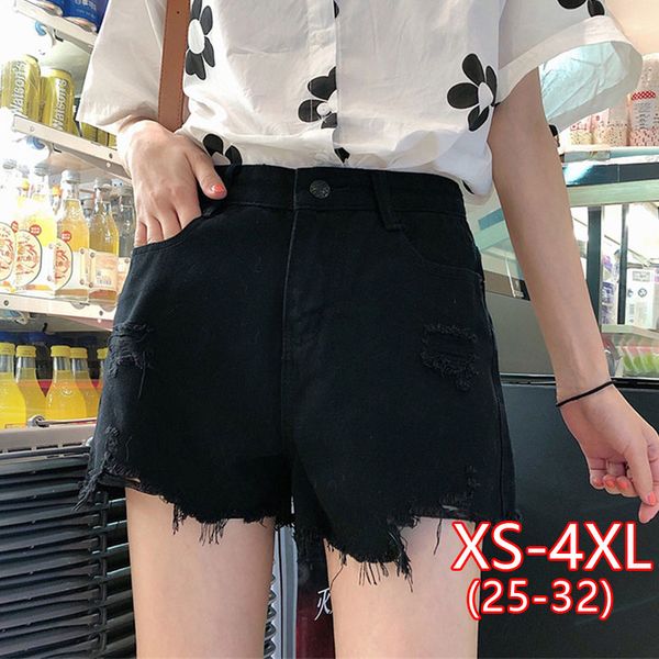 

casual rriped denim shorts korean version short woman fashionable hole women personality high waist jean shorts, White;black