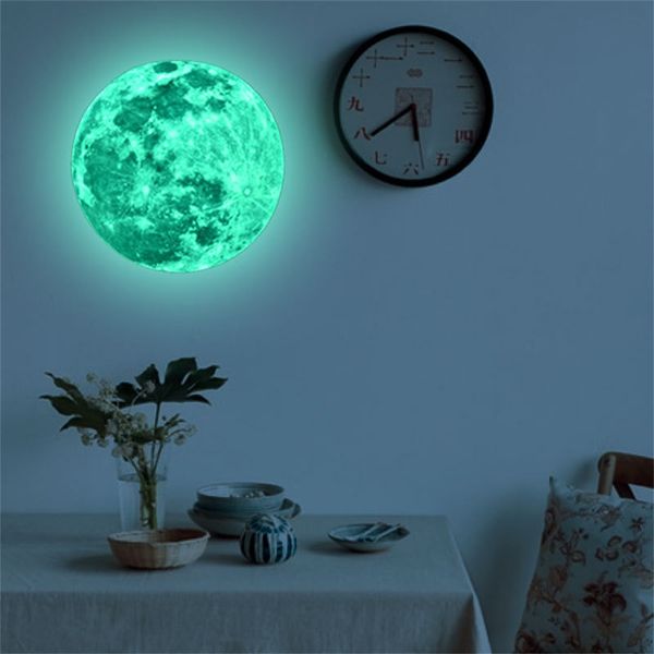 

3d large moon fluorescent wall sticker removable glow in the dark sticker home decor