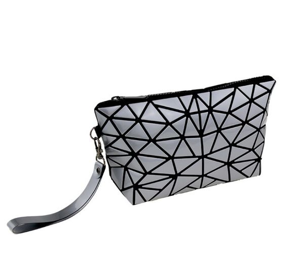 

fashion geometric zipper cosmetic bag women make up bag ladies clutch cosmetics organizer folding travel makeup bags 24*6*13cm