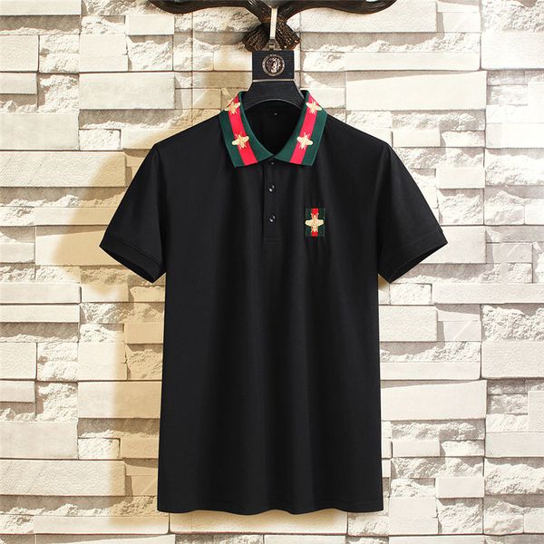 

new 20ss g summer men brand designer polos shirt fashion embroidery bees snake polo male casual short sleeves turn-down collar polo, White;black
