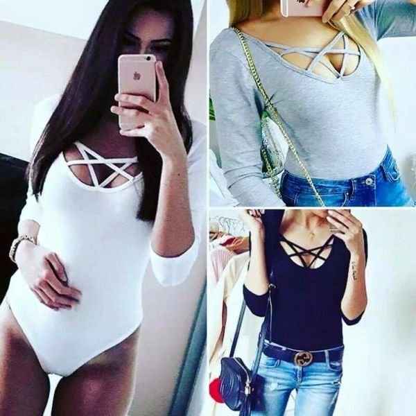 

lady bodysuit high neck choker keyhole v-neck bodysuits long sleeve leotard top