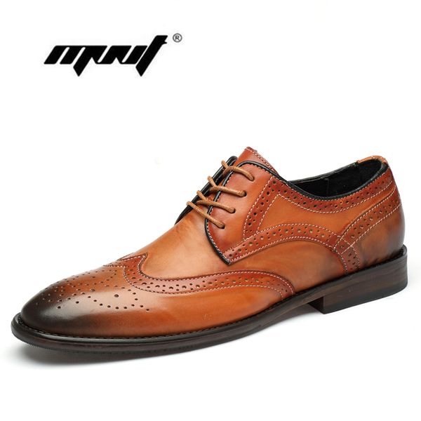 

men dress shoes natural cow leather casual shoes flats italian style bullock oxfords lace-up office business, Black