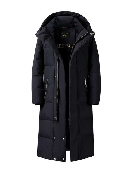 

2019 new winter 90% white duck down x-long hooded jackets men men's x-long parka, warm coat plus-size m-4xl, Black