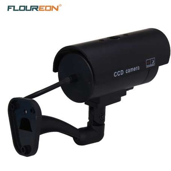 Floureon Telecamera di sicurezza CCTV fittizia impermeabile per esterni con flash LED nero