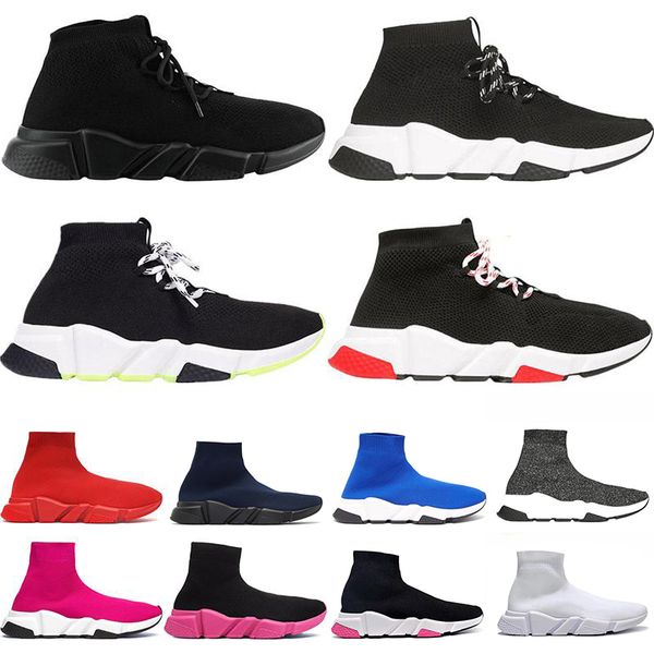 

r new designer speed trainer men women high sock shoes black blue red solid luxury fashion boots trainers runner walking sneakers
